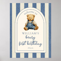 Placa de Boas-Vindas de 1º Aniversário do Urso de 