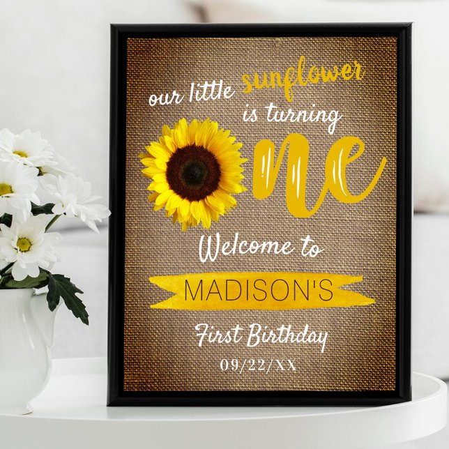 Poster Placa de Boas-Vindas de 1º Aniversário Little Sunf (Criador carregado)