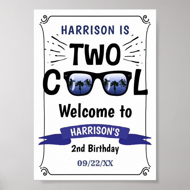 Poster Placa de Boas-Vindas de 2º Aniversário de Dois Men (Frente)