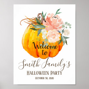 Poster Placa de boas-vindas de abóbora de Halloween