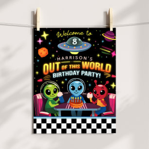 Poster Placa de Boas-Vindas de Alien Espacial Fora Deste