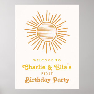Poster Placa de Boas-Vindas de Aniversário ao Sol