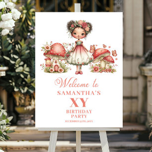 Poster Placa de Boas-Vindas de Aniversário com Flores de