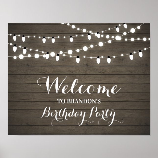 Poster Placa de Boas-Vindas de Aniversário com Luzes de C (Frente)