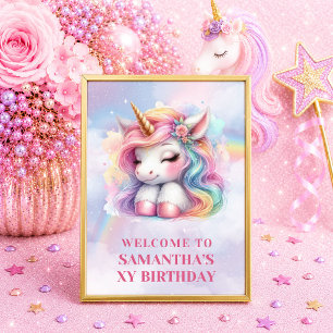 Poster Placa de Boas-Vindas de Aniversário da Menina Unic