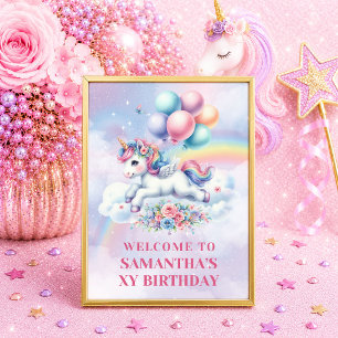 Poster Placa de Boas-Vindas de Aniversário da Menina Unic