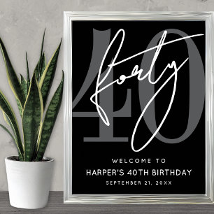 Poster Placa de Boas-Vindas de Aniversário de 40 Anos Pre