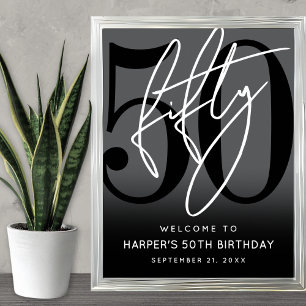 Poster Placa de Boas-Vindas de Aniversário de 50 Anos Pre
