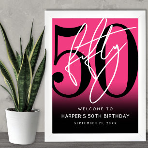Poster Placa de Boas-Vindas de Aniversário de 50 Anos Ros