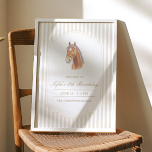Poster Placa de Boas-Vindas de Aniversário de Cavalo com