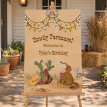 Placa de Boas-Vindas de Aniversário de Cowboy do O