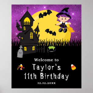 Poster Placa de Boas-Vindas de Aniversário de Halloween e