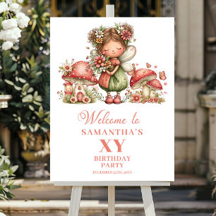 Poster Placa de Boas-Vindas de Aniversário de Menina Flor