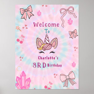 Poster Placa de boas-vindas de aniversário de unicórnio c