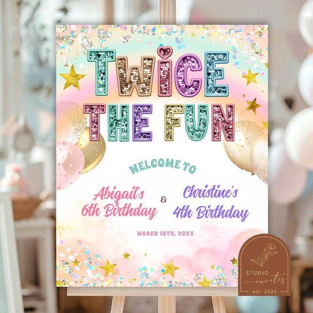 Poster Placa de Boas-Vindas de Aniversário Duplo com Lant (Criador carregado)