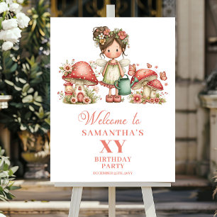 Poster Placa de Boas-Vindas de Aniversário Floral Rosa Do
