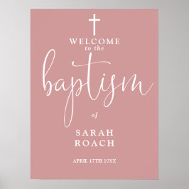 Poster Placa de Boas-Vindas de Batismo Rosa Po dusty Rose