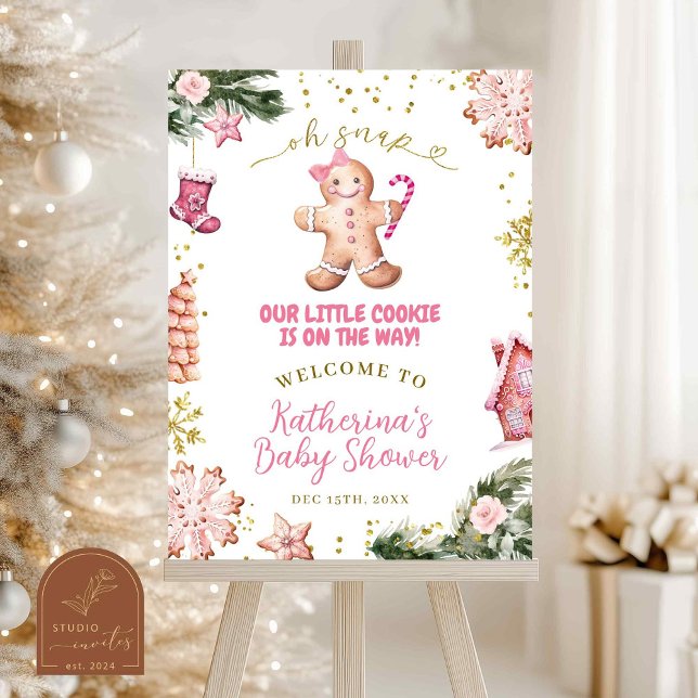 Poster Placa de Boas-Vindas de Biscoito de Gengibre Rosa  (Criador carregado)