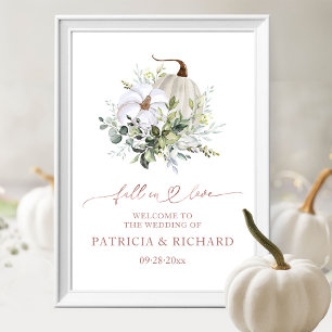 Poster Placa de Boas-Vindas de Casamento Abóbora Apaixona