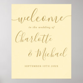 Poster Placa de Boas-Vindas de Casamento Amarelo Botão-de
