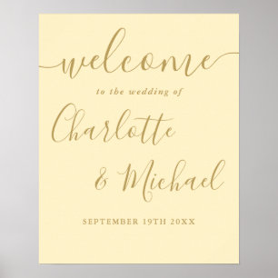 Poster Placa de Boas-Vindas de Casamento Amarelo Botão-de