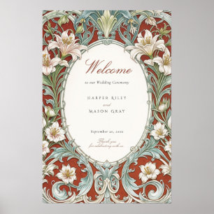 Poster Placa de Boas-Vindas de Casamento Art Nouveau Eleg