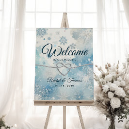 Poster Placa de Boas-Vindas de Casamento Azul de Inverno 