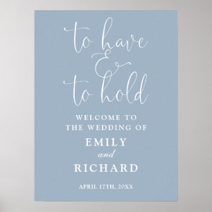 Poster Placa de Boas-Vindas de Casamento Azul Poeira Ter
