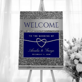 Poster Placa de Boas-Vindas de Casamento Azul Real