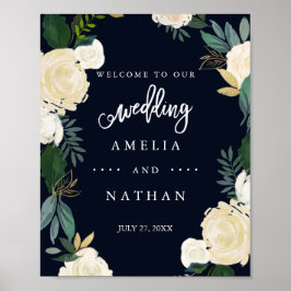 Poster Placa de Boas-Vindas de Casamento Botânica Moderna