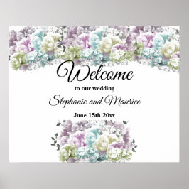 Poster Placa de Boas-Vindas de Casamento Buquê Floral Var