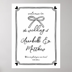 Poster Placa de Boas-Vindas de Casamento Caprichosa com A