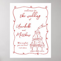 Placa de Boas-Vindas de Casamento Caprichosa Desen