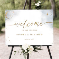 Placa de Boas-Vindas de Casamento Celestial Elegan