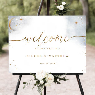 Poster Placa de Boas-Vindas de Casamento Celestial Elegan