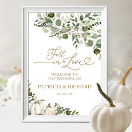 Poster Placa de Boas-Vindas de Casamento com Abóbora e Fo