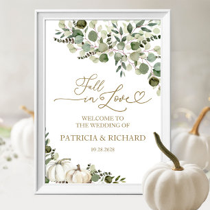 Poster Placa de Boas-Vindas de Casamento com Abóbora e Fo