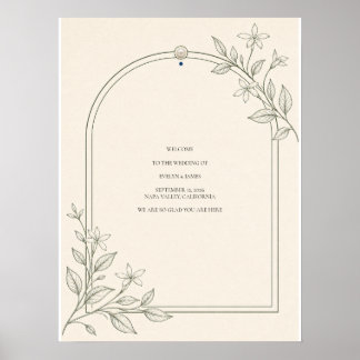 Poster Placa de Boas-Vindas de Casamento com Arco Botânic