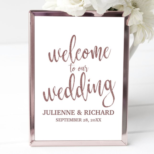 Pôster Placa de Boas-Vindas de Casamento com Brilho Doura (Criador carregado)