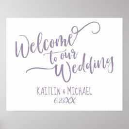 Pôster Placa de Boas-Vindas de Casamento com Caligrafia d