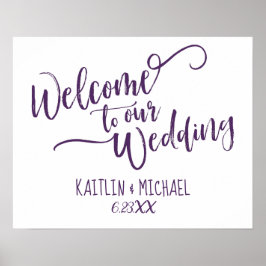 Poster Placa de Boas-Vindas de Casamento com Caligrafia d