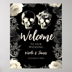 Poster Placa de Boas-Vindas de Casamento com Caveira de E