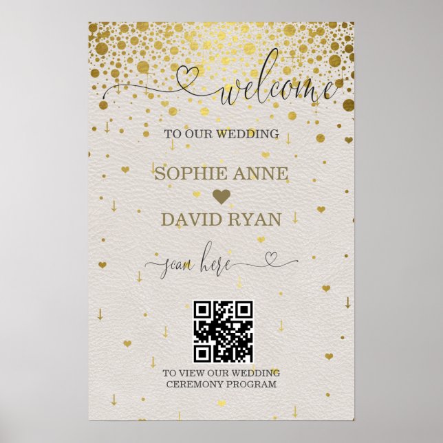 Poster Placa de Boas-Vindas de Casamento com Código QR Mo (Frente)