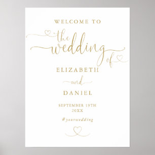 Poster Placa de Boas-Vindas de Casamento com Coração de O