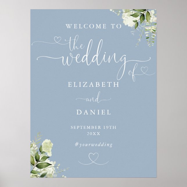 Poster Placa de Boas-Vindas de Casamento com Coração em A (Frente)