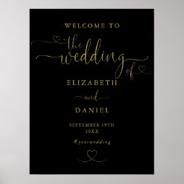 Poster Placa de Boas-Vindas de Casamento com Coração em P