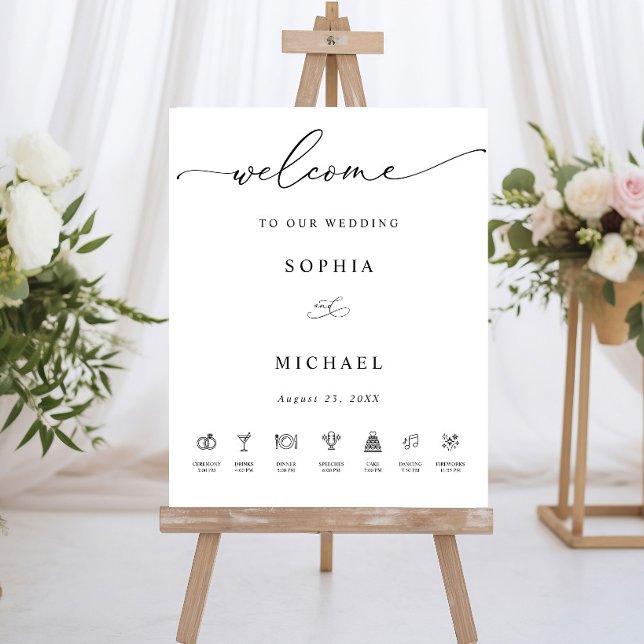 Poster Placa de Boas-Vindas de Casamento Com Cronologia M (Criador carregado)