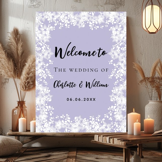 Poster Placa de boas-vindas de casamento com flocos de ne (Criador carregado)