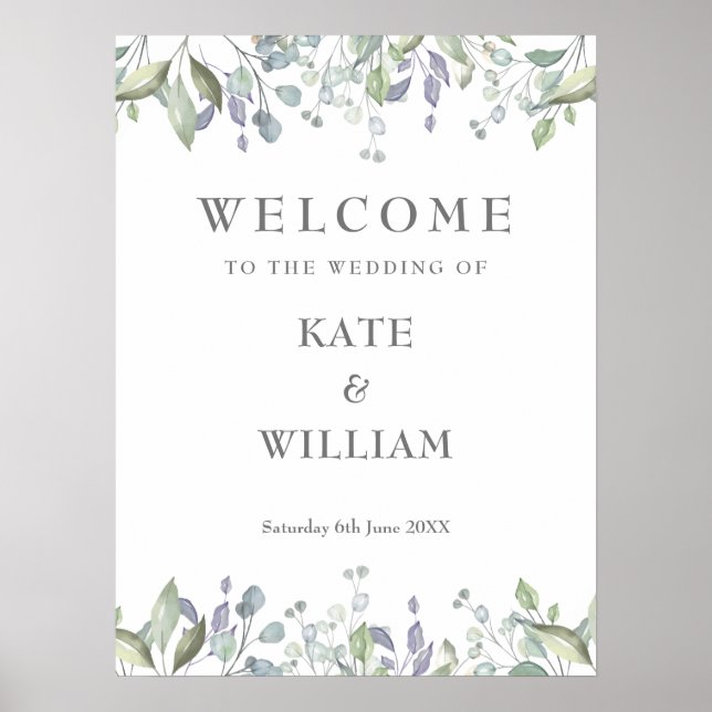 Poster Placa de Boas-Vindas de Casamento com Flora de Lil (Frente)