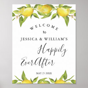 Poster Placa de Boas-Vindas de Casamento com Folhagem de